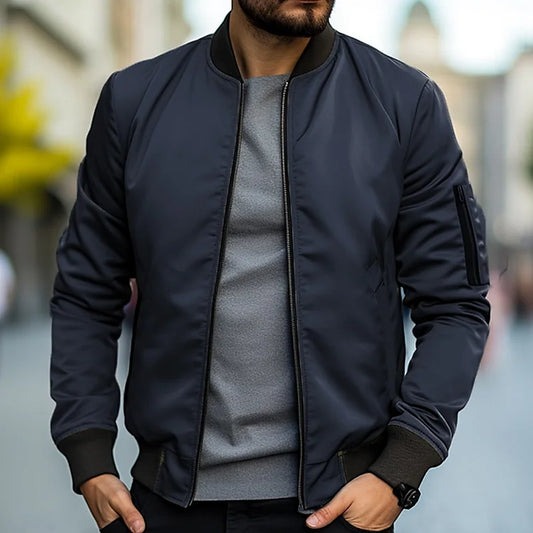 Solid Bomber Jacket for Men