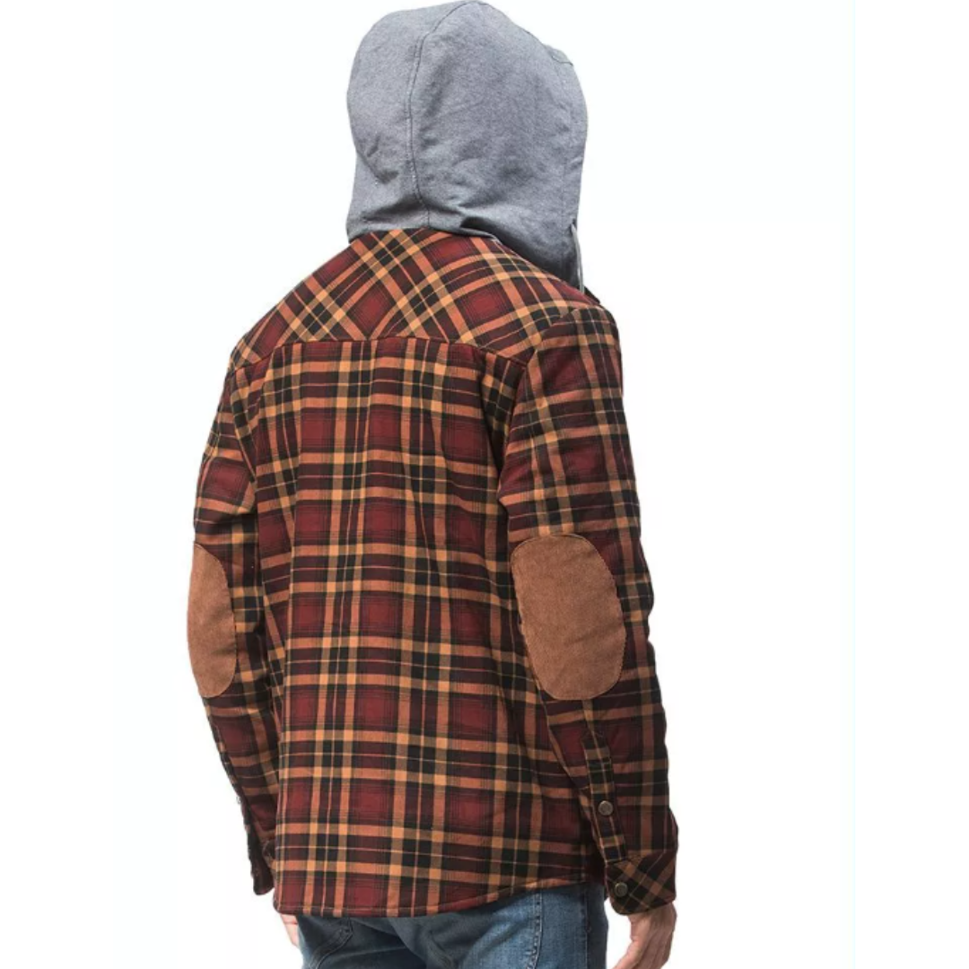 Men's Fleece-Lined Plaid Jacket with Hood