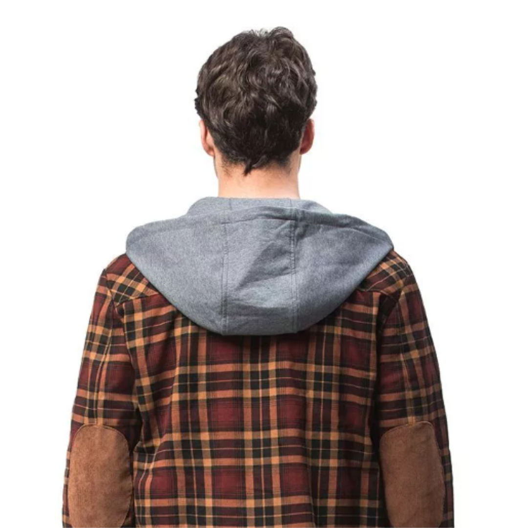 Men's Fleece-Lined Plaid Jacket with Hood