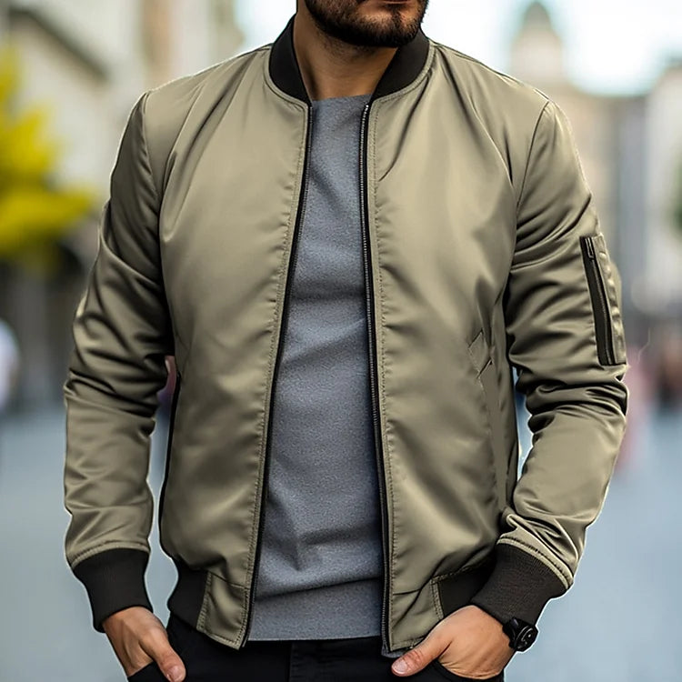 Solid Bomber Jacket for Men