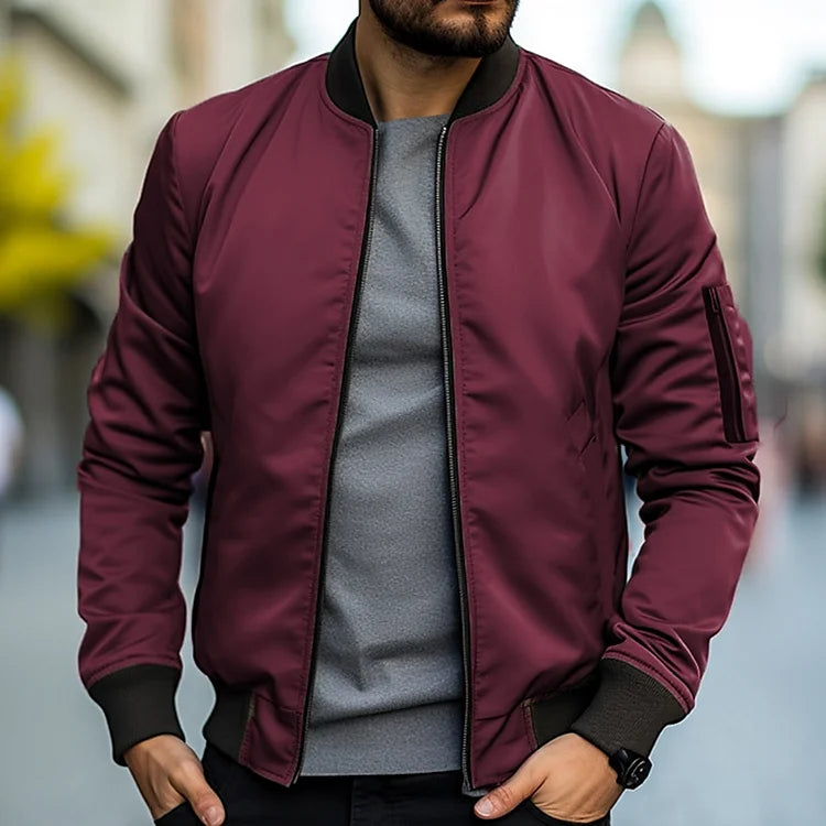 Solid Bomber Jacket for Men