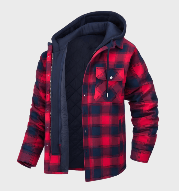 Men's thick plaid winter coat