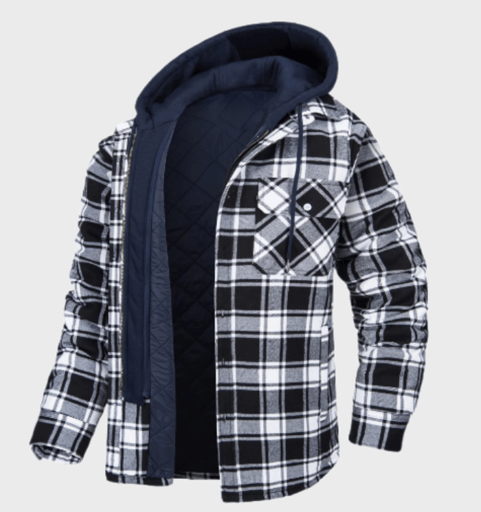 Men's thick plaid winter coat