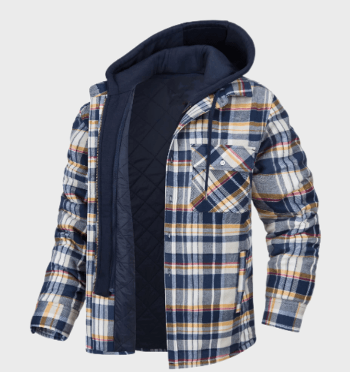 Men's thick plaid winter coat