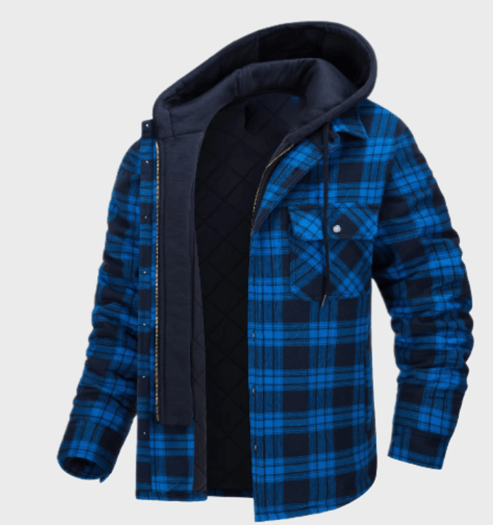 Men's thick plaid winter coat