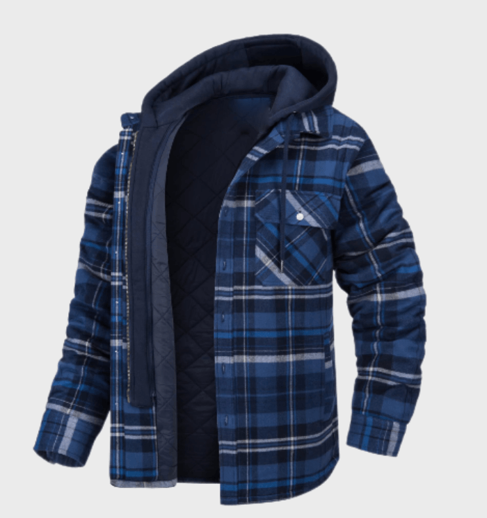 Men's thick plaid winter coat