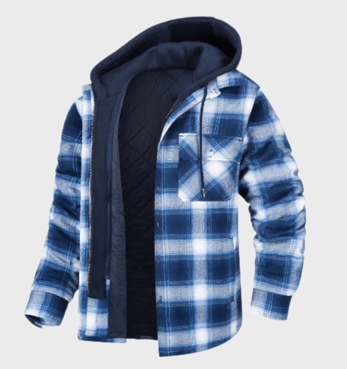 Men's thick plaid winter coat