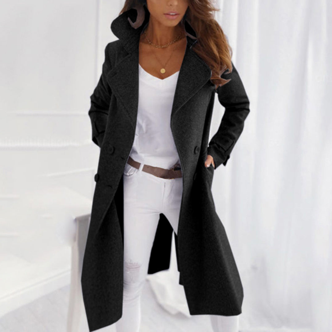 Women's Elegant Coat with Turned-Down Collar