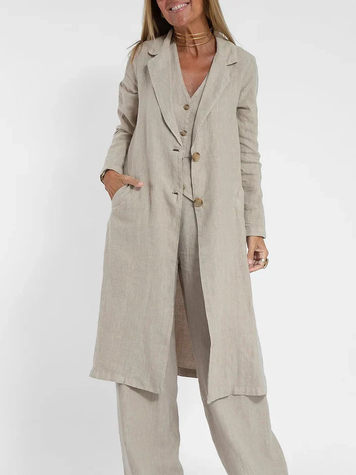 Plain two-piece women's suit with vest