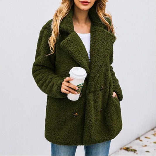 Stylish Double-Knit Teddy Coat for Women