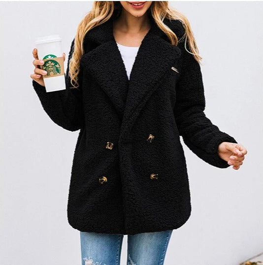 Stylish Double-Knit Teddy Coat for Women