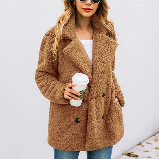 Stylish Double-Knit Teddy Coat for Women