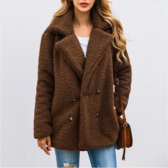 Stylish Double-Knit Teddy Coat for Women