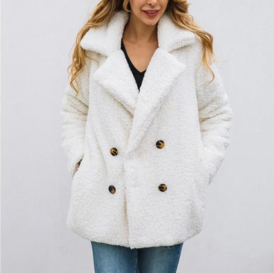 Stylish Double-Knit Teddy Coat for Women