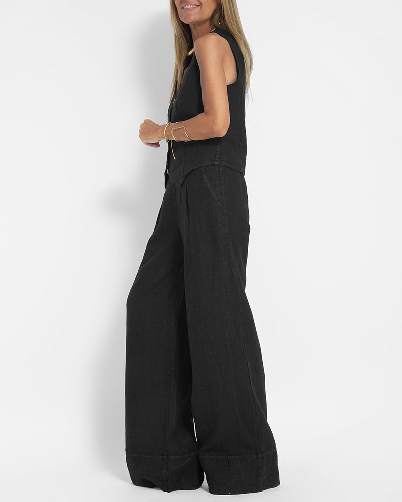 2 Piece Wide Pants & Vest Set for Women