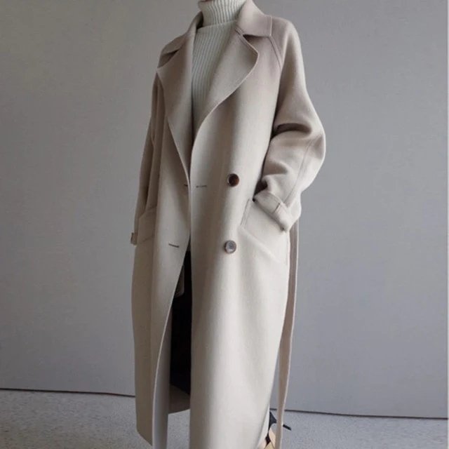 Long Trench Coat Jacket Cashmere Ladies